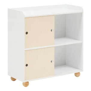 Meuble de Rangement Enfant Bouli 2 portes 2 Cases Beige 69,5x30x71 cm