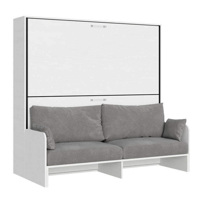Litera abatible horizontal Kando Sofà con colchones Fresno Blanco -ALESSIA 20