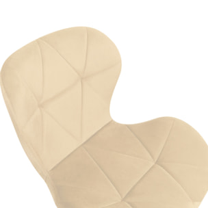 Chaises Daisy en velours et pieds noirs - Crème