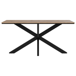 Tom - table à manger - plateau effet bois - pieds en métal - 4 à 6 personnes - Bois / Noir