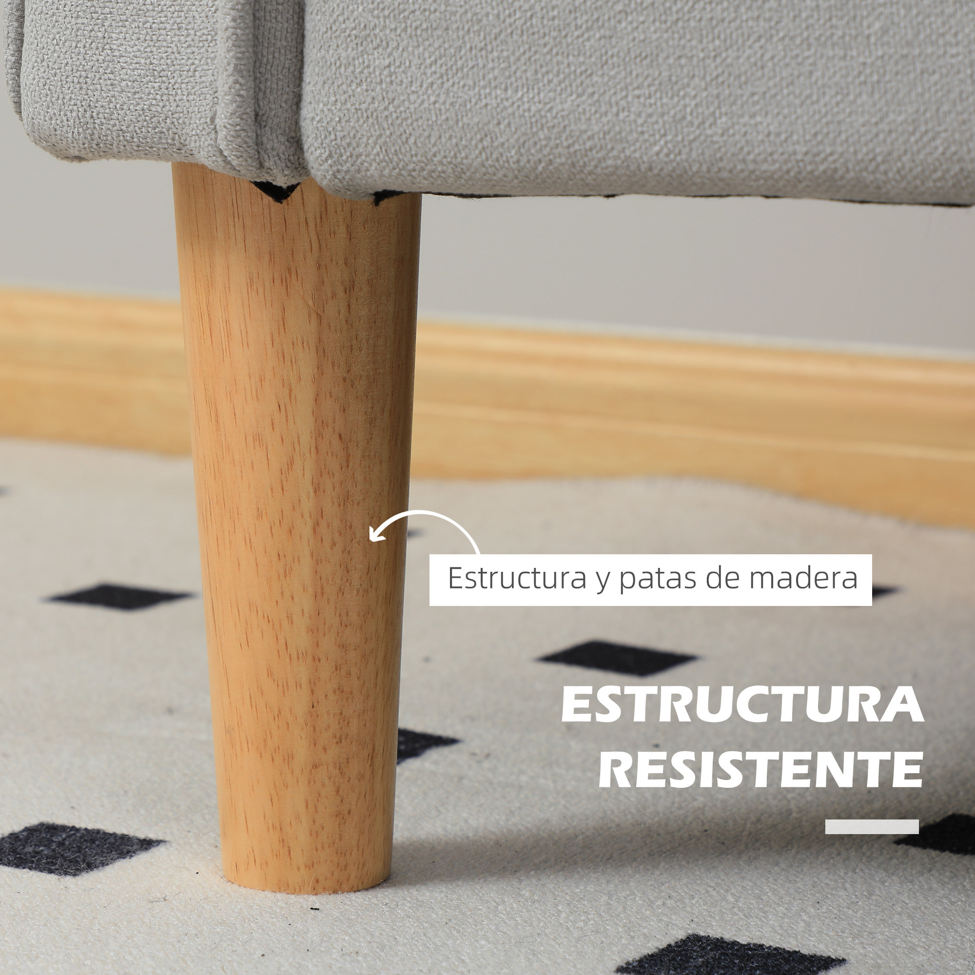 Sofá de 2 Plazas con Espacio de Almacenamiento, Sofá Moderno de Terciopelo con Patas de Madera, Respaldo Capitoné, para Salón, Dormitorio, Oficina, 117x62x78 cm, Gris Claro