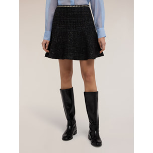 Motivi - Minigonna linea ad A in tessuto bouclé - Nero
