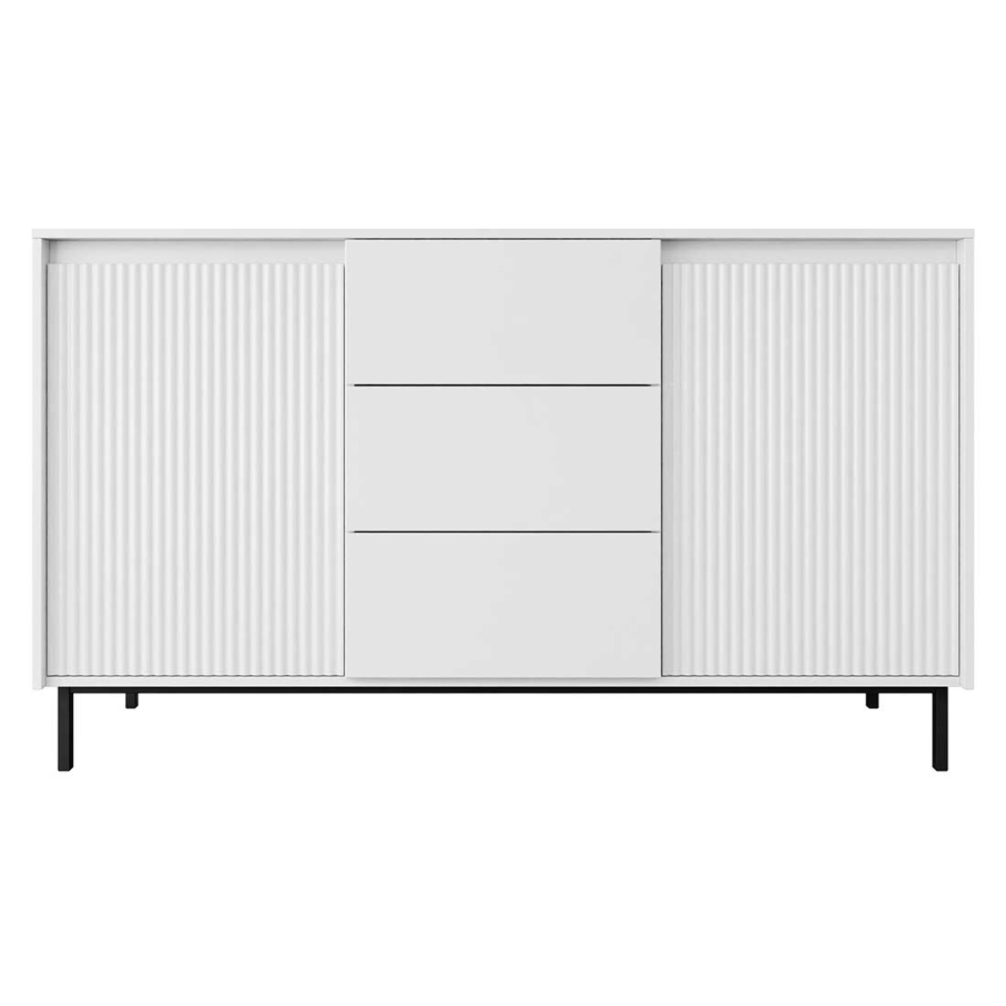 Girona - buffet bas - blanc - 3 tiroirs et 2 portes - 153 cm - Blanc