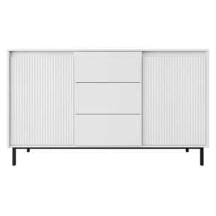 Girona - buffet bas - blanc - 3 tiroirs et 2 portes - 153 cm - Blanc
