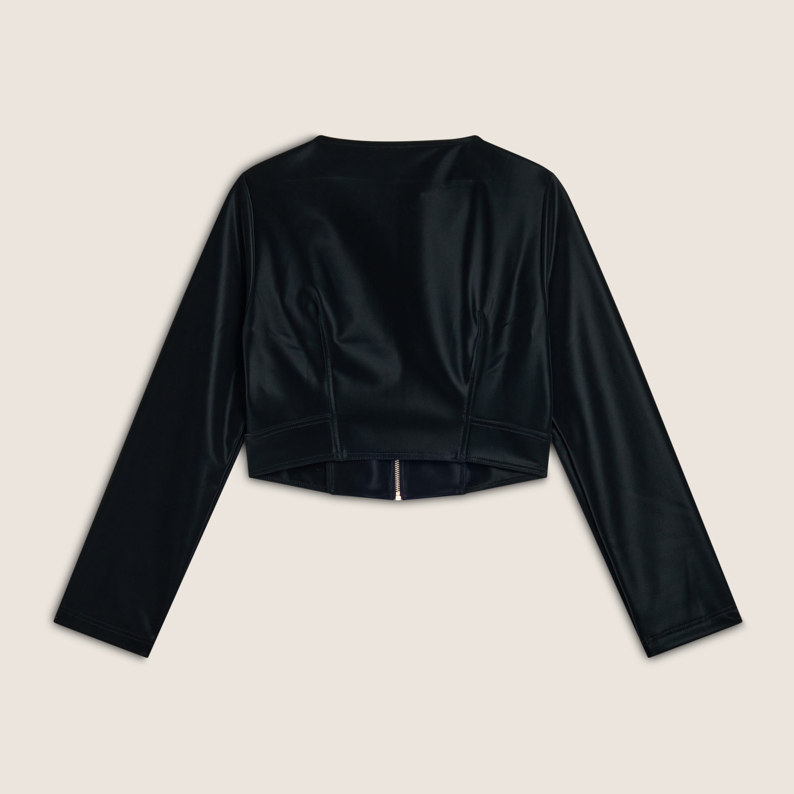 Giacca corta con zip da donna in similpelle lucida