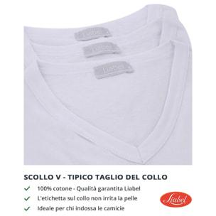 3 T-Shirt Uomo in Morbido Cotone Caldo 100% Interlock Scollo V LIABEL, Art. 2828-53
