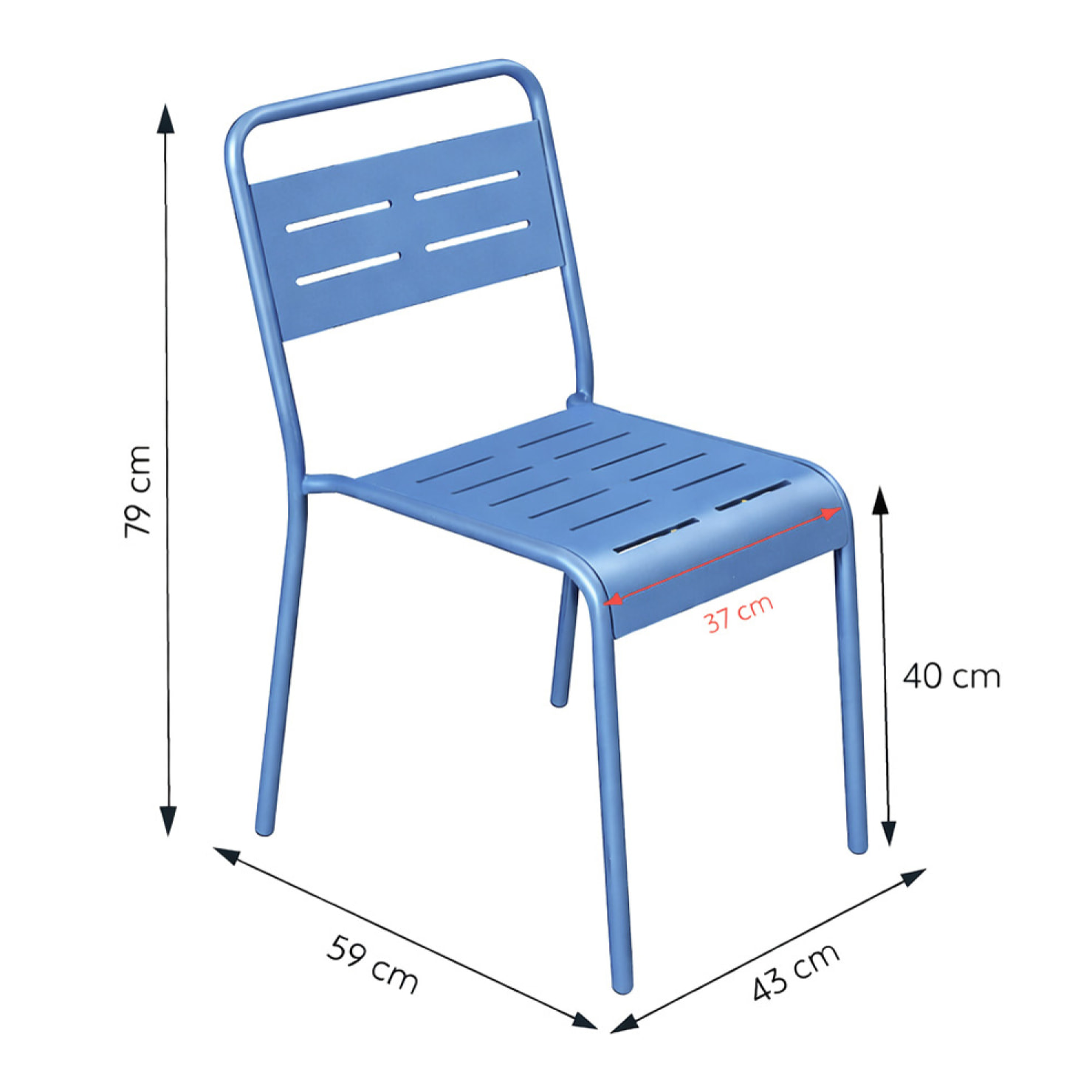 Ensemble table de jardin 160 cm et 6 chaises bleu EVORA