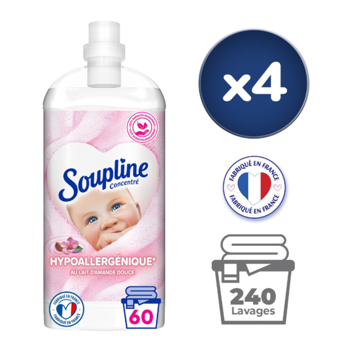 Pack de 4 - 2 lots de 2 - Adoucissants Soupline concentré 3D Hypoallergénique