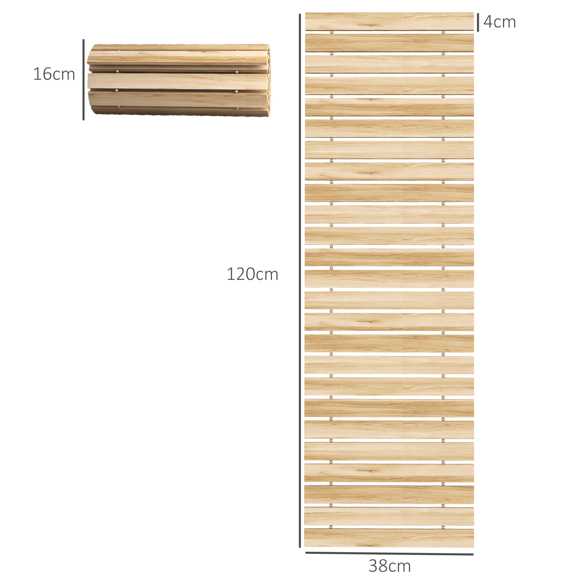 Outsunny Camino de Jardín de Madera 120x38 cm Pasarela Recta Enrollable para Exteriores Resistente a la Intemperie Decorativo de Jardín para Playa Boda Fiesta Natural