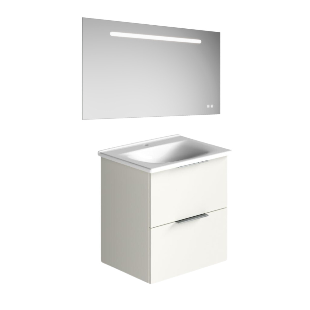 Meuble vasque 60 cm BURGBAD Olena blanc brillant + miroir