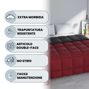 TRAPUNTA INVERNALE ELEGANT, 300gr, Microfibra, Doubleface, Made in Italy - BORDEAUX/FUMO