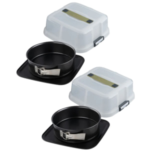 Ensemble de 2 Moules à charnière rond 23 cm avec couvercle de transport Zenker Bake Click and Go