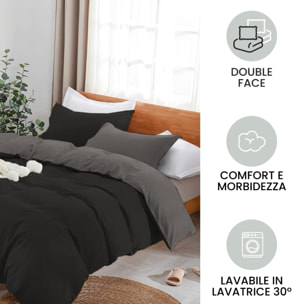 Parure Copripiumino Bicolore una Piazza e mezza, Set Sacco Copripiumino in Cotone con una Federa