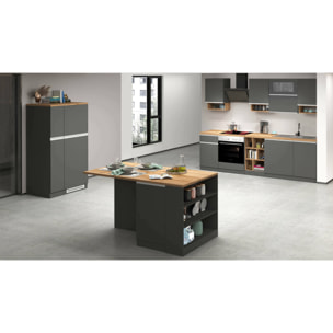 Cucina completa Danderso, Set da cucina modulabile, Cucina componibile con più elementi, 100% Made in Italy, Antracite e Rovere