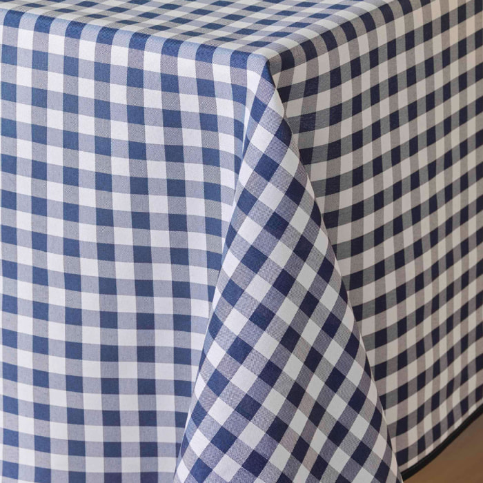 Nappe Rectangle Infroissable Vichy Bleu Antitache - Bleu