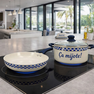 Faitout en aluminium recyclé et antiadhésif bleu - tout feux GINETTE