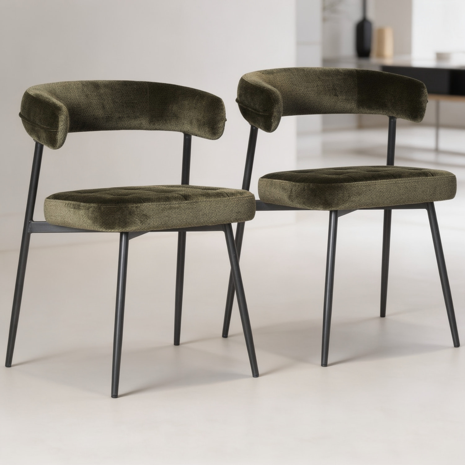 Lot de 2 chaises en tissu vert THEA