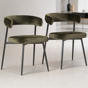 Lot de 2 chaises en tissu vert THEA