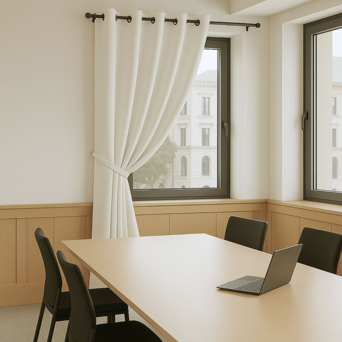 Rideau 100% Occultant Ignifugé M1 Non Feu Ecru - Ecru