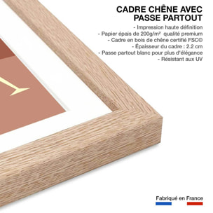 Affiche Voyage en amoureux Affiche + cadre en bois - Chêne