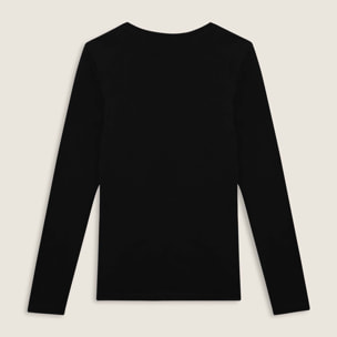 T-shirt da donna a manica lunga con fondo stondato