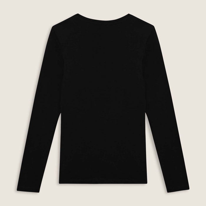 T-shirt da donna a manica lunga con fondo stondato