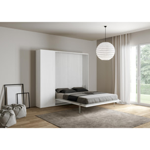 Cama abatible 140 vertical Kentaro con columna Fresno Blanco