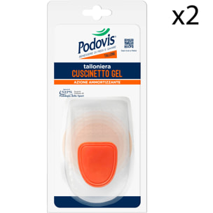 2x Podovis Talloniera Cuscinetto Gel Taglia Large 41/45 - 2 Confezioni da 1 Paio di Talloniere