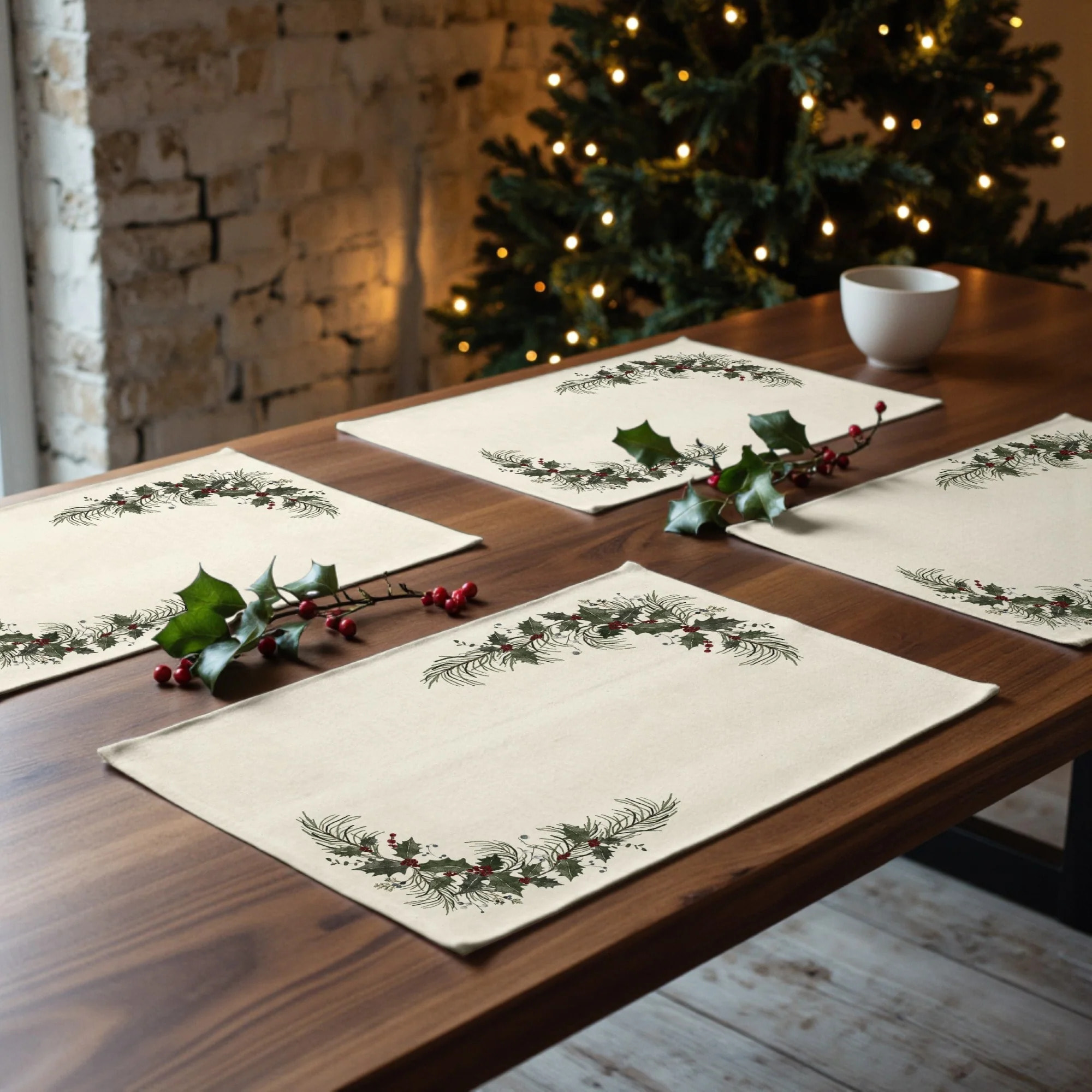 Lot de 2 sets de table anti-taches Mistletoe 1225