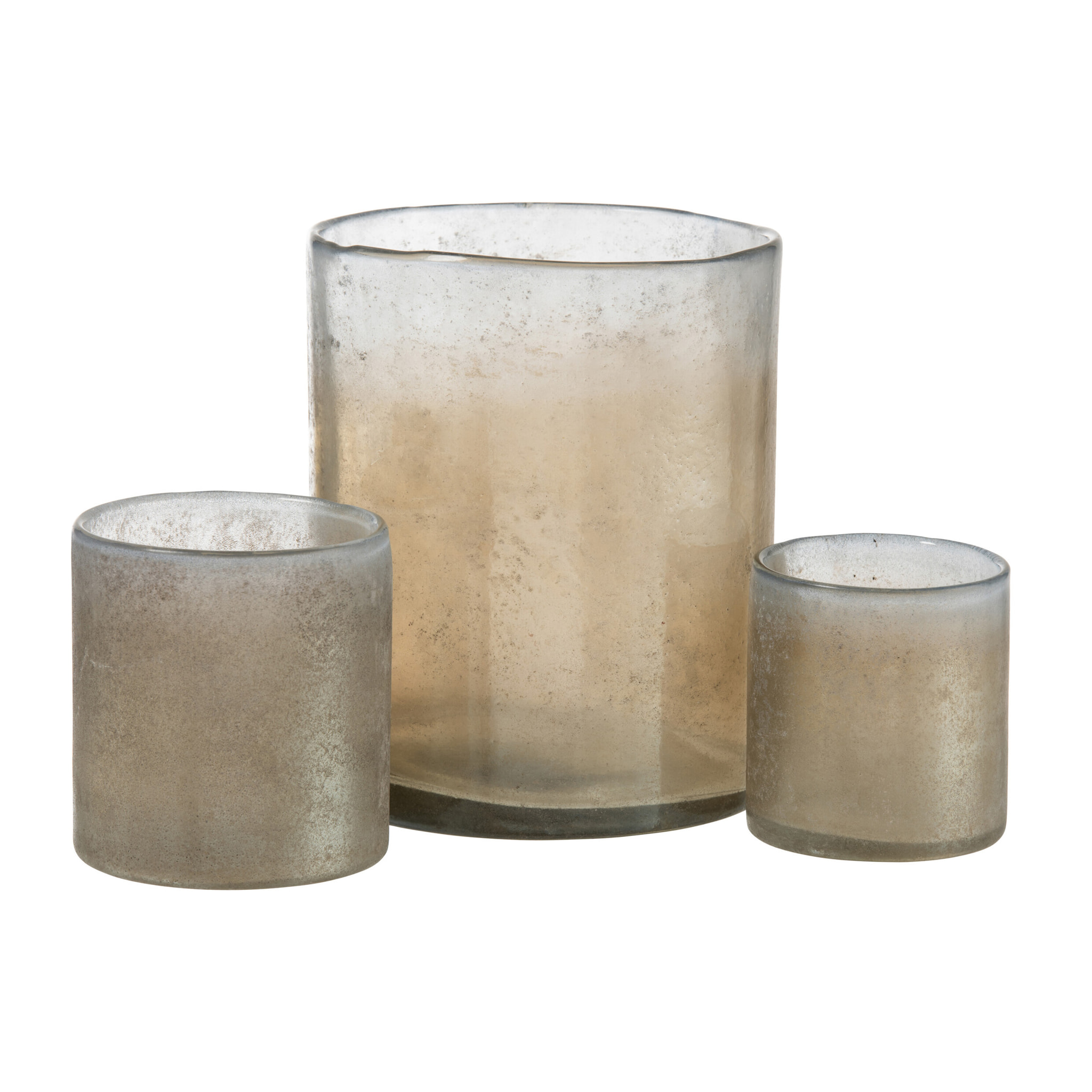 J-Line Photophore Smokey Cylindrique Verre Beige Large