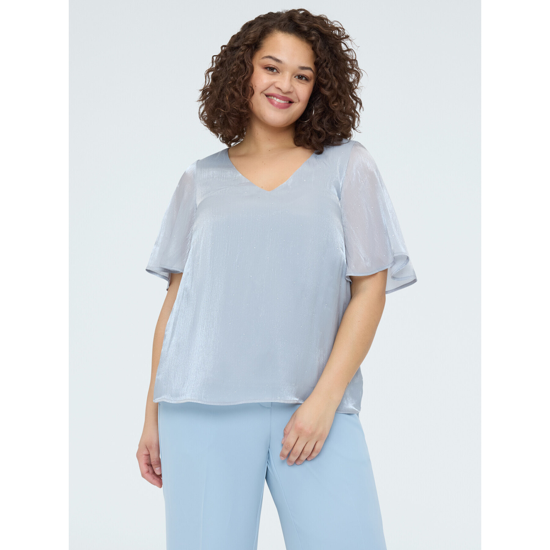 Fiorella Rubino - Blusa texture metallizzata con punti luce - Grigio