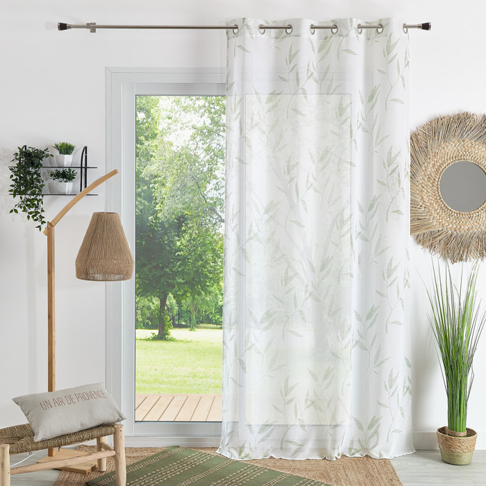 Voilage imprimé 'Bambou' - Vert Olive