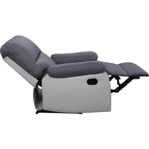 Fauteuil relax "Lincoln" - 90 x 89 x 103 cm - Blanc/Gris clair