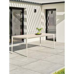 TIGUA - Ensemble repas jardin 6 places Céramique sur verre - Grège