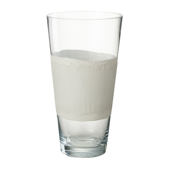 J-Line vase Delph - verre -transparent/blanc - small - 35 cm de hauteur