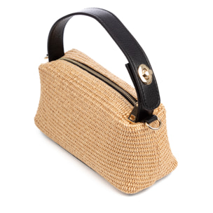 Baselice Bolso de mano Mujer. Fabricado en paja y piel auténtica Dollaro.