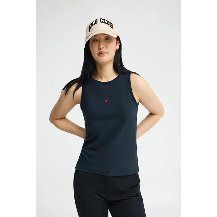 Canotta blu marino slim fit con ricamo Rigby Go