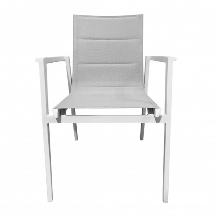Chaise de repas jardin en textilène et métal blanc - HAWAI