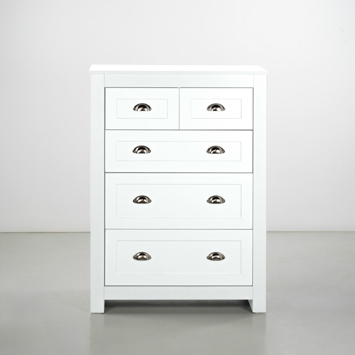 Cassettiera bianca con 5 cassetti 80x110x40 cm - Mary