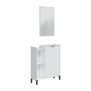 Mobile sottolavabo Argusto, Mobiletto da bagno, Contenitore porta lavabo, Armadio per lavandino, 77x24 h91 cm, Bianco