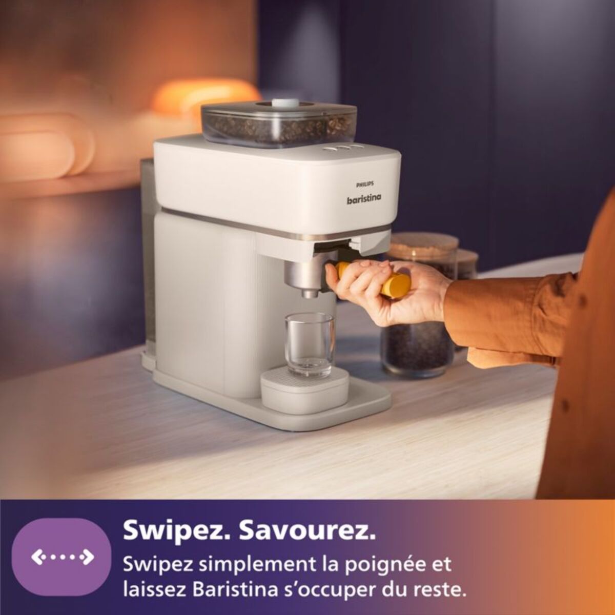 Machine à expresso PHILIPS Baristina BAR320/00 cafetière à grain bac double compartiment Blanche