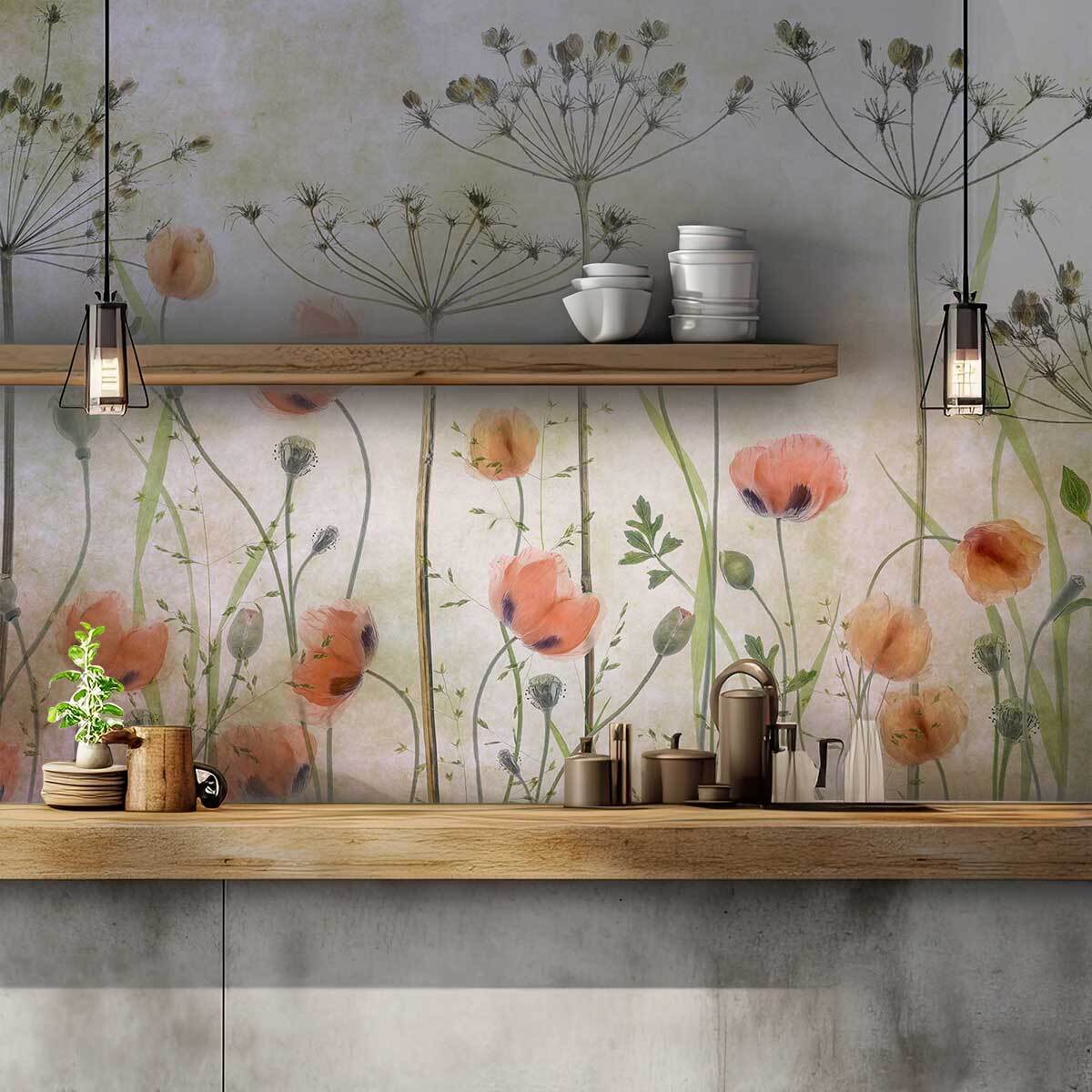 Tableau de fleurs Prairie de coquelicots Toile imprimée