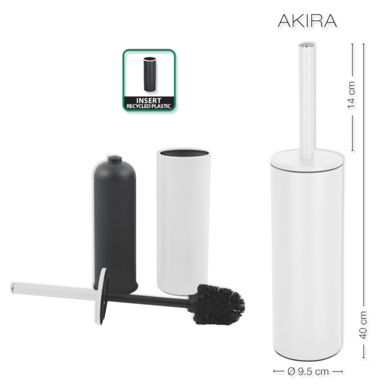 Brosse wc avec support Acier AKIRA Blanc mat Spirella