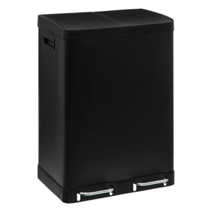 Poubelle tri à pédales métal 2x30L "Ariane" noir