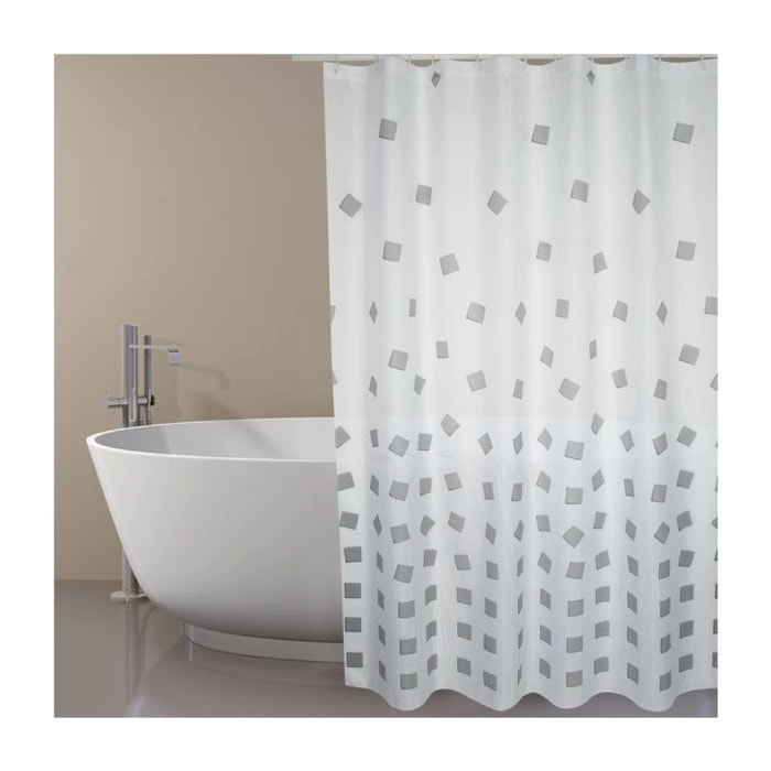 Rideau de douche Polyester THIKA 180x200cm QUALITE PREMIUM Gris - Anneaux inclus MSV