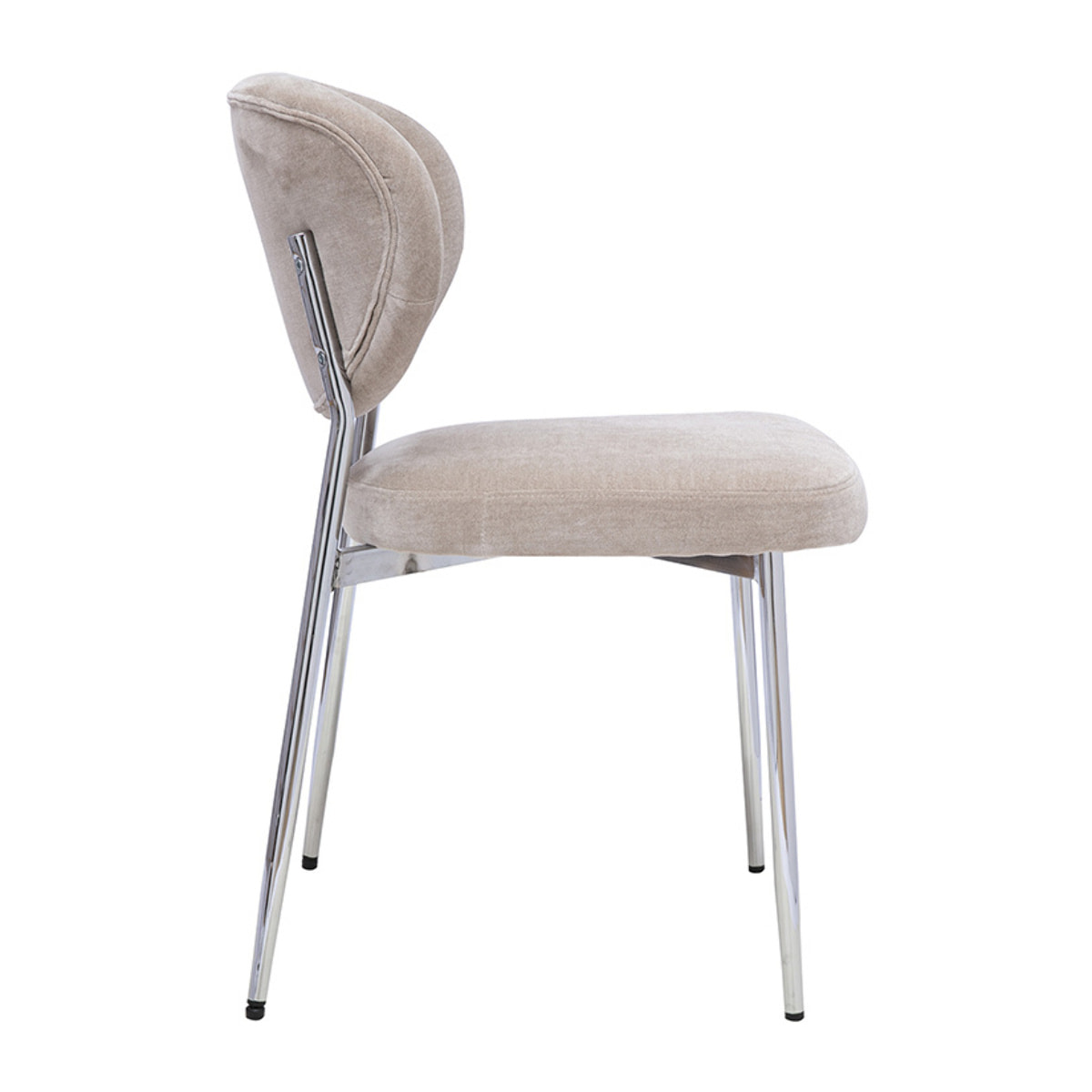 Chaises en tissu effet velours taupe et métal chromé (lot de 2) BREKA