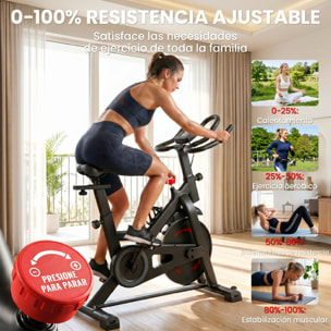 Bicicleta Estática en Casa con Resistencia Magnética, APP Bluetooth, Bici Estática Silenciosa con Pantalla LCD, Volante, Asiento y Manillar Ajustables, Ruedas, Soporte Teléfono, Portabotellas