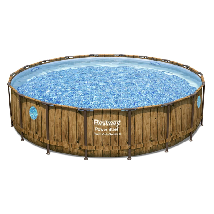 Piscine tubulaire ronde Ø 5,49 x 1,22 m aspect bois POWER STEEL SWIM VISTA de Bestway