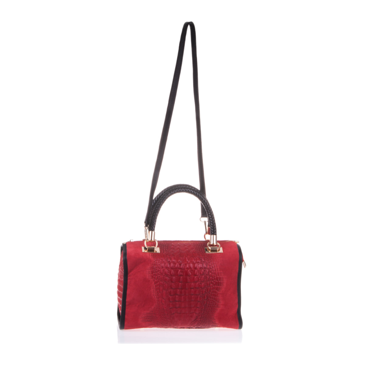 Anacapri Bolso tote Mujer.Piel auténtica Gamuza Grabado Cocodrilo