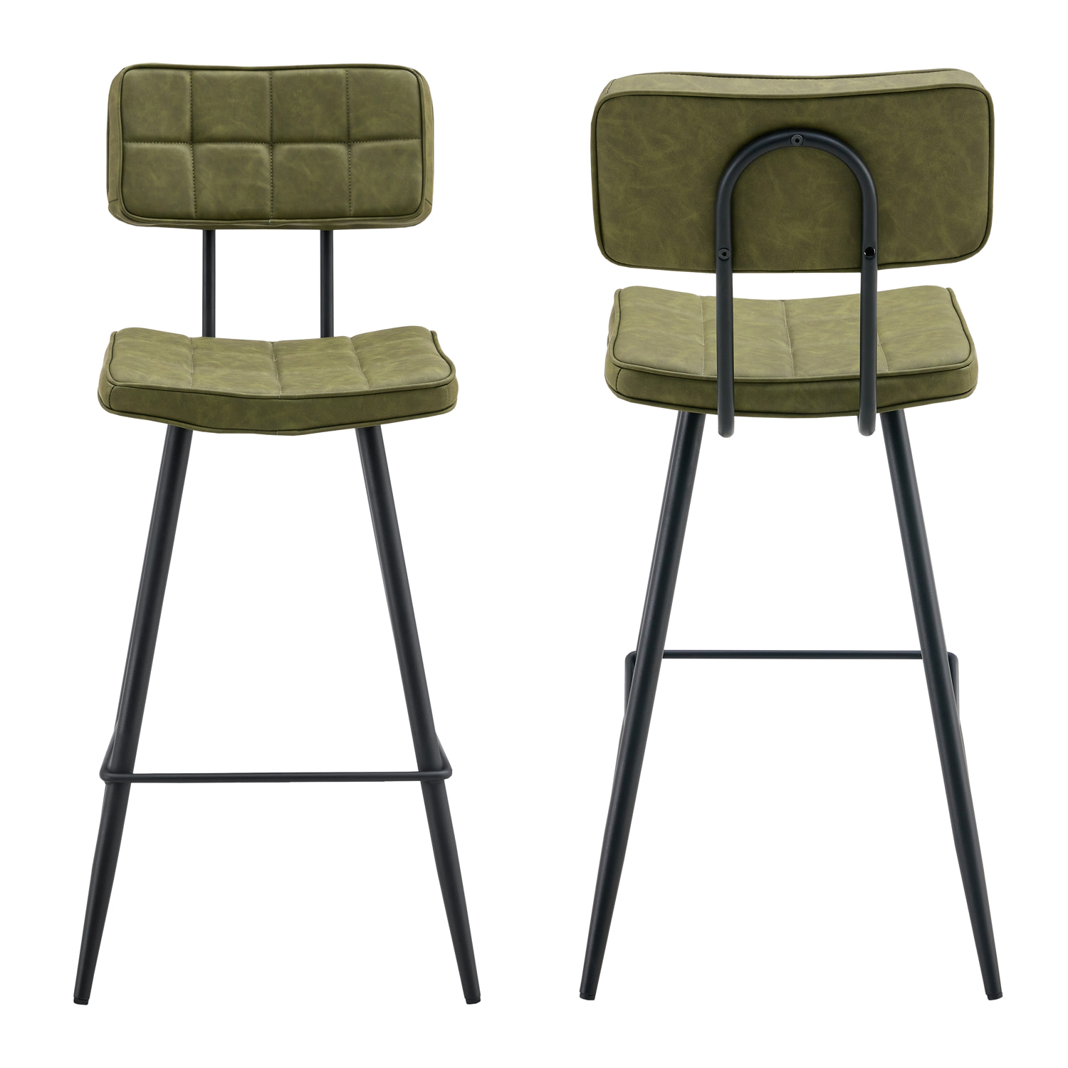 Lot de 2 tabourets de bar en simili vert FERNAND